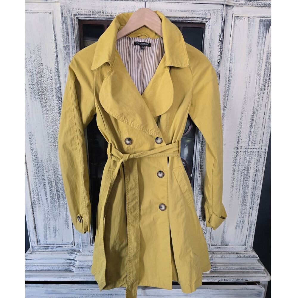EUC For Cynthia Belted Buttoned Yellow Trench Coat - Size Small
